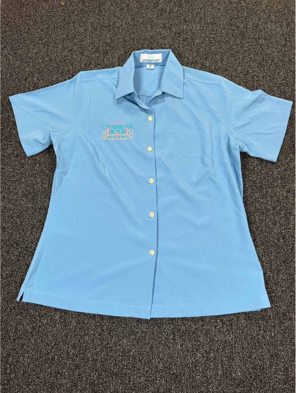 Vintage Vansport Disney's Caribbean Beach Resort Light Blue Button-Up Shirt S